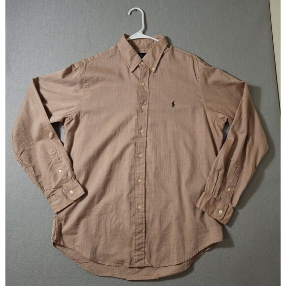 Ralph Lauren Dress Shirt Men's Large Brown Button Down Cotton Super Soft Comfy - Picture 1 of 7